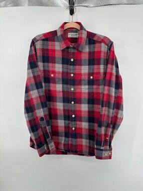 Red Feather Flannel VTG Cottagecore 90s Grunge Red/Navy Plaid Flannel Shirt SzM